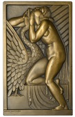 FRANCE, Léda et le Cygne [Leda and the Swan], 1925 [struck 1929], a uniface Art Déco bronze plaque by A....