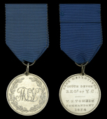 South Devon Regiment of Yeomanry Cavalry Medal 1834, 33mm, silver, the obverse with the letters ‘MLV’ interwoven...
