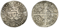 James II (1437-1460), Second coinage, First issue, Groat, Edinburgh, mm. cross pattée on obv. only, jewelled crown,...