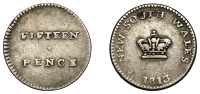 Australia, New South Wales, Fifteen Pence or Dump, 1813, a circular centre segment from the Five Shilling Holey...