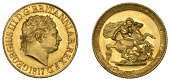George III (1760-1820), New Coinage, Sovereign, 1817

georgius III d : g : britanniar : rex : f : d : [with 1 for...