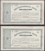 Gouvernements Noots, £1 (3), Pretoria, 28 May 1900, serial numbers 8359-61, stars and crosses in border, ‘No’...