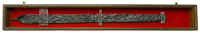 British Iron Age, Late First Millennium BC, Sword Money, a large spit-shaped iron currency bar, hilt with short...