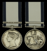 The Naval General Service medal awarded to Admiral Richard Matson, Royal Navy, a Lieutenant in the Bedford at the...