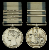 The fine and unique 4-clasp Naval General Service medal awarded to Gunner George Shirley, Royal Navy, who served on...