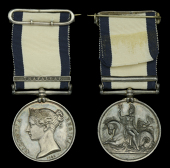 The Naval General Service medal awarded to Admiral Robert Patton, Royal Navy, for his services as a Midshipman on...