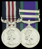 An extremely rare ‘Borneo operations’ M.M. pair awarded to Corporal Bombahadur Limbu, 1/7th Gurkha Rifles, for...