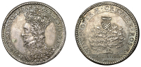 Charles I, Scottish Coronation, 1633, a struck silver medal by N. Briot, crowned bust left, wearing intricate lace...