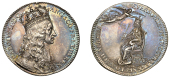 Charles II, Coronation, 1661, a struck silver medal by T. Simon, crowned bust right, signed ts on truncation, rev....
