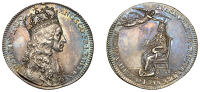 Charles II, Coronation, 1661, a struck silver medal by T. Simon, crowned bust right, signed ts on truncation, rev....