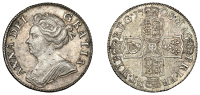 Anne, Shilling, 1708, third bust, plain (ESC 1399; S 3610). Good very fine, some toning 	 £100-£150