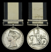 The Naval General Service medal awarded to Edward F. Brayley for his services as a Landsman on board the Swiftsure...