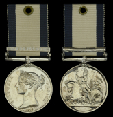 The Naval General Service medal awarded to Samuel F. Diamond for his services as a Private Royal Marines on board...