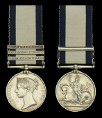 The 3-clasp Naval General Service medal awarded to Lieutenant Lawford Miles, Royal Navy, for his services as a...