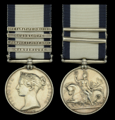 The 4-clasp Naval General Service medal awarded to John Daniels for his services as an Able Seaman on board the...