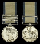 The fine 3-clasp Naval General Service medal awarded to Purser Benjamin Soden, Royal Navy, for his many services in...