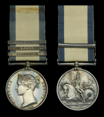 The 3-clasp Naval General Service medal awarded to Lieutenant John Meares, Royal Marines, for his services as 2nd...