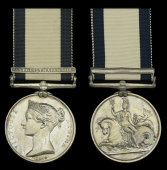 The Naval General Service medal awarded to Surgeon Thomas Gray, for his services as Assistant Surgeon at the defence...