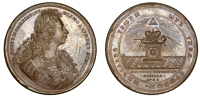 Russia, Coronation of Peter II, 1728, a large bronze Medal by O. Kalashnikov, armoured and laureate bust right, rev....