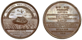 Russia, Peace of Nystadt, 1721, a bronze Medal, unsigned, Noah’s Ark at sea, dove flying left above with an olive...