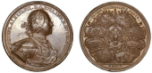 Russia, Military Successes of Russia, 1710, a bronze Medal by T. Ivanov, laureate, draped and armoured bust right,...