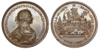 Russia, Capture of Schlüsselburg, 1702 [c. 1767], a large bronze Medal by S. Yudin, laureate, draped and armoured...