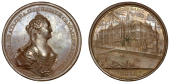 Russia, Restoration of the Kremlin Palace, 1773, a bronze Medal by T. Ivanov, crown and mantled bust right, rev....