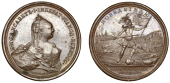 Russia, To the Victory over the Prussians or Victory at Kunersdorf, 1759, a bronze Medal by T. Ivanov, crown and...