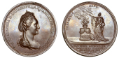 Russia, Birth of Grand Duke Alexander Pavlovich, 1777, a bronze Medal by J.B. Gass and J.C.G. Jaegar, crowned bust...
