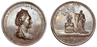 Russia, Birth of Grand Duke Alexander Pavlovich, 1777, a bronze Medal by J.B. Gass and J.C.G. Jaegar, crowned bust...