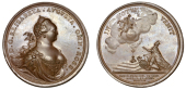 Russia, Birth of Grand Duke Paul Petrovich, 1754, a bronze Medal by T. Ivanov and S. Yudin, crowned and draped bust...