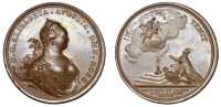 Russia, Birth of Grand Duke Paul Petrovich, 1754, a bronze Medal by T. Ivanov and S. Yudin, crowned and draped bust...