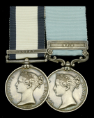 The rare Naval General Service and Army of India campaign pair awarded to Captain George Tincombe, Royal Navy,...