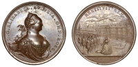 Russia, Accession to the Throne of Elizabeth, 1741, a bronze Medal by T. Ivanov, crowned and draped bust right, rev....