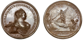 Russia, Death of Empress Elizabeth I, 1761, a bronze Medal by S. Yudin, crowned, mantled and draped bust right, rev....