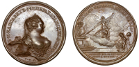 Russia, Death of Empress Elizabeth I, 1761, a bronze Medal by S. Yudin, crowned, mantled and draped bust right, rev....