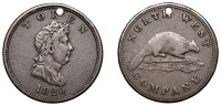 Canada, North West Company, copper Token, 1820, bust of George IV right, token above, date below, rev. beaver centre...