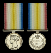 The rare Scinde campaign medal for the battle of Meeanee awarded to Acting Master W. T. Cole, Indian Marine,...