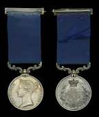 The extremely rare first issue Royal Marines M.S.M. dated ‘1848’ below the bust and with dated edge awarded to...