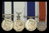 The Naval General Service and Arctic Discoveries long service group of four awarded to Colour-Sergeant Isaac...