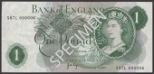 Bank of England, John B. Page, £1, 1970, serial number S87L 000006, original paper, good very fine and an extremely...