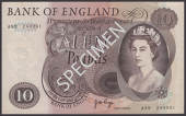 Bank of England, John B. Page, £10, 1971, serial number A89 240001, wonderful paper quality, uncirculated and the...