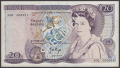 Bank of England, John B. Page, £20, 1970, serial number A06 000001, one faint bend, overall about uncirculated and...