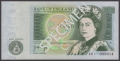 Bank of England, John B. Page, £1, 9 February 1978, serial number A01 000014, uncirculated, a very low serial...