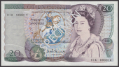 Bank of England, David H. F. Somerset, £20, 15 November 1984, serial number 01A 000014, uncirculated, a very low...