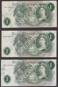 Bank of England, a group of hand signed notes, comprising O’Brien, £1, 1960, prefix 70J, Hollom, £1, 1963,...