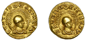 Axumite Coinage, Endubis, (295-310), gold unit, ενδυβιc–βαcιλευc, draped bust right, wearing...