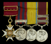 The exceptional Victorian C.B. group of four awarded to Admiral C. Fellowes, Royal Navy, a seemingly fearless...