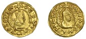 Axumite Coinage, Nezool (Late 5th Century), gold unit, θεοvε vχλριcτια, draped bust right wearing tall...