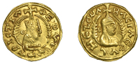 Axumite Coinage, Nezool (Late 5th Century), gold unit, θεοvε vχλριcτια, draped bust right wearing tall...